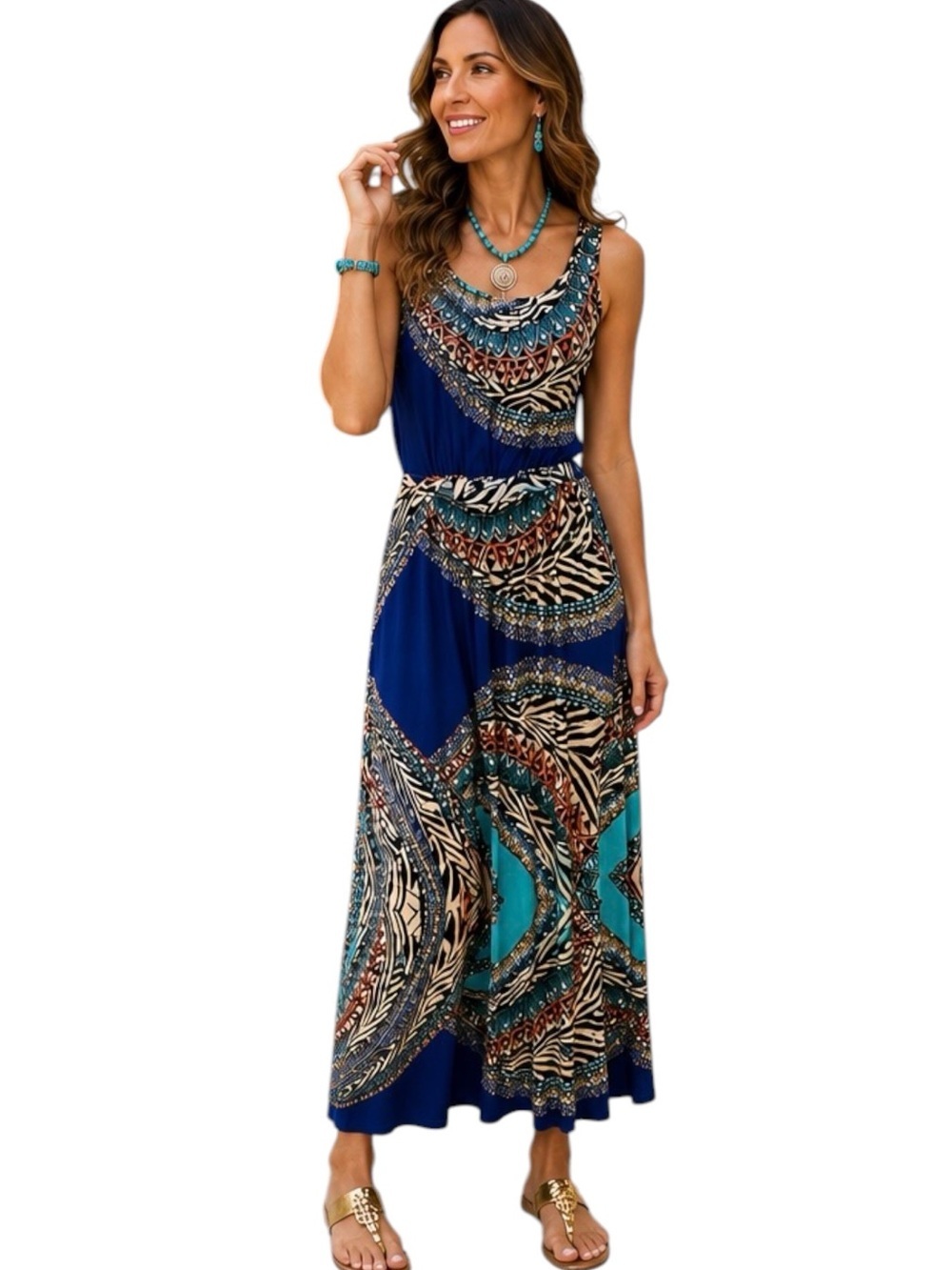 Enfocus Studio | Aztec Print Maxi Dress‎ Sz 6 EUC